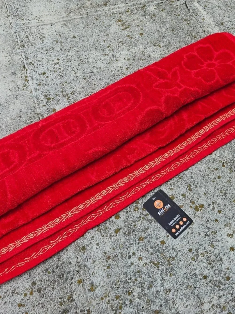 Luxury Towel Red Cotton Bath Towel Embriodered Long Towel Cotton NWT